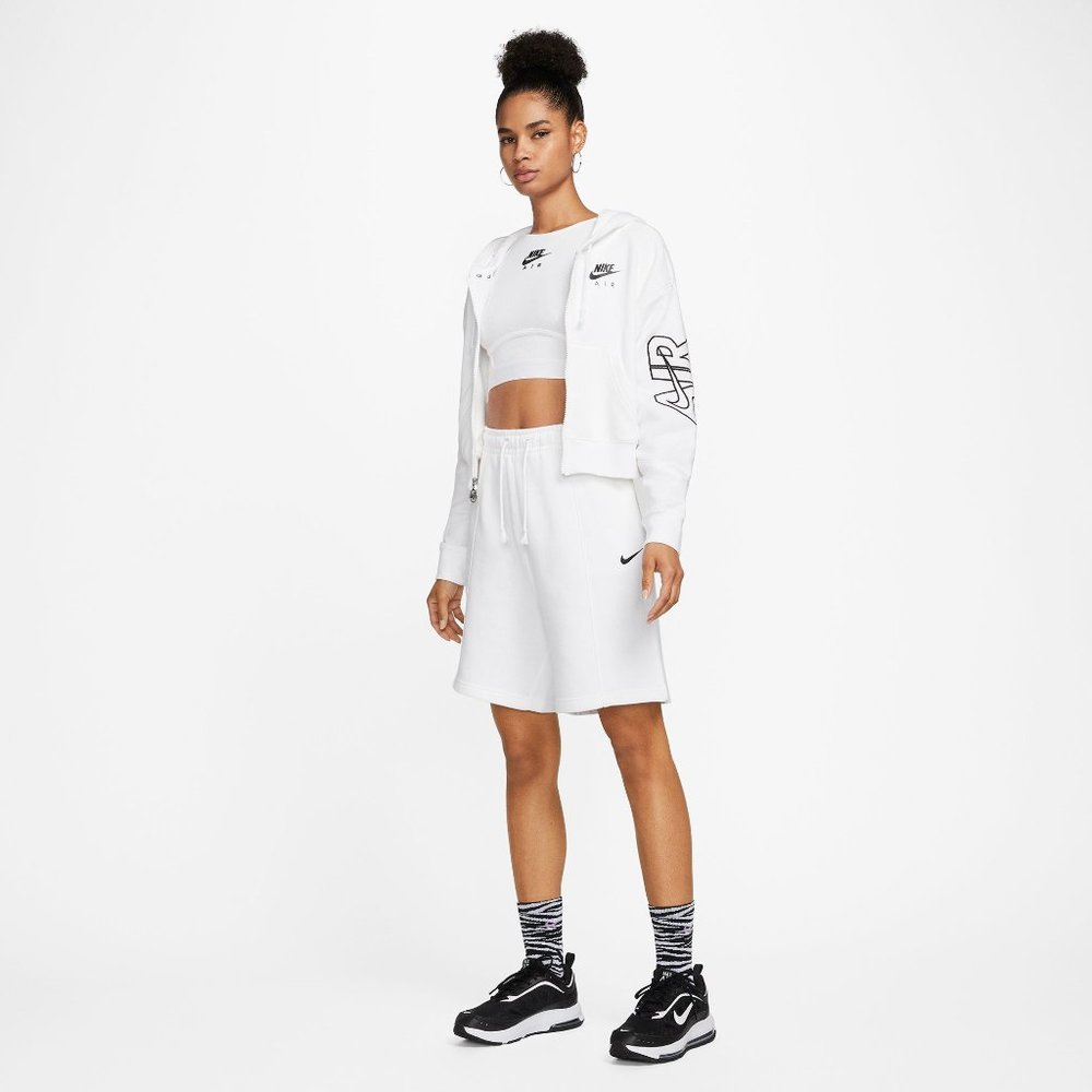 New Women Nike DM6123-100 Sportwear Essential Fleece High Rise Shorts Size L